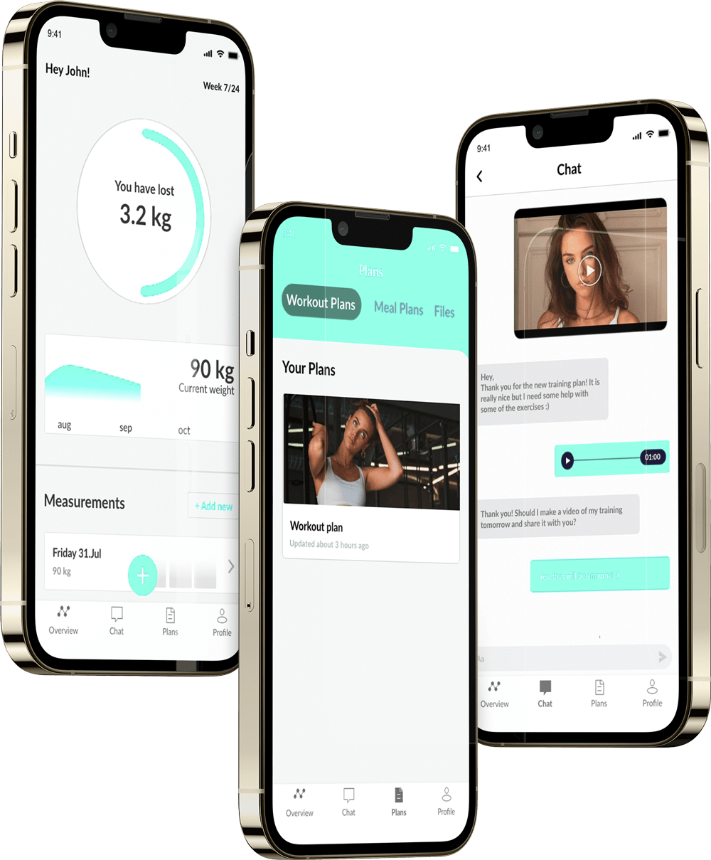 A mockup of the coaching app showcasing the features.